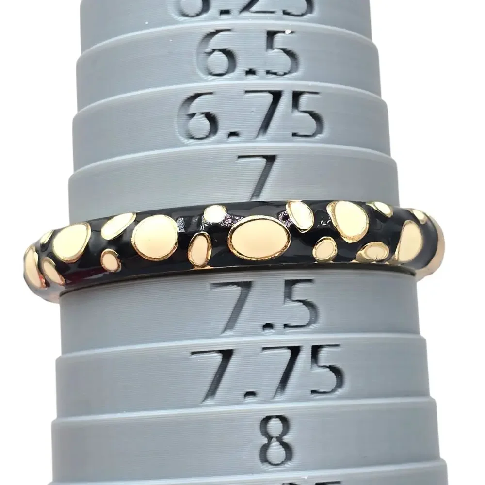 Vintage Black Cream Bracelet Spotted Polka Dot Clamper 7.25